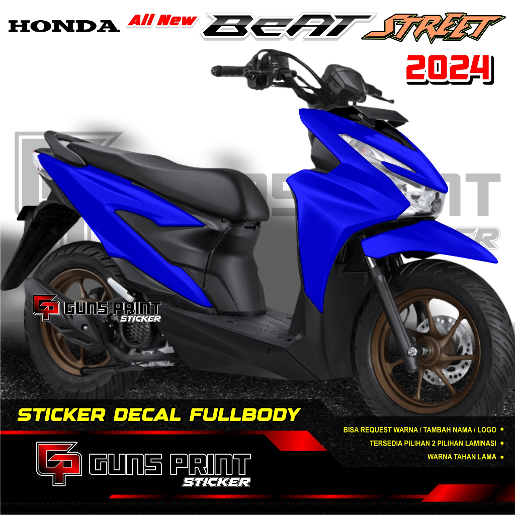 Decal Stiker Fullbody HONDA BEAT STREET TERBARU BEAT STREET TAHUN 2024 - DESAIN 15000 Polos