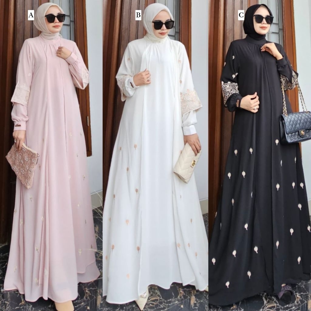 Sahara Melayu Set Series Dress Gamis Kurung Hitam Putih by Mona Syari ksd