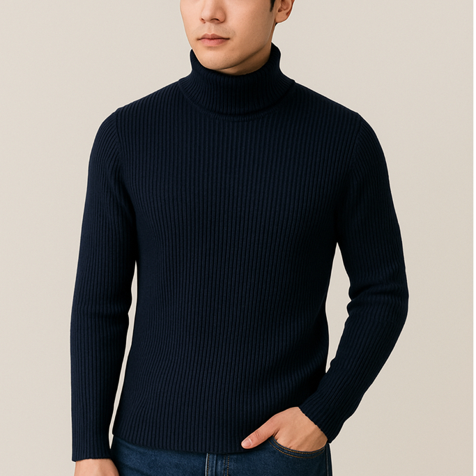 Sweater Turtleneck Pria Polos Elegan Katun Rajut All Size Baju Pria Dewasa