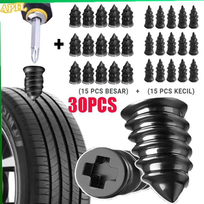 30PCS  Karet Nails Tambal Ban Motor Mobil/(SET) Skrup Paku Karet Lem Alat Tambal Ban Tubles/Kuku Ban