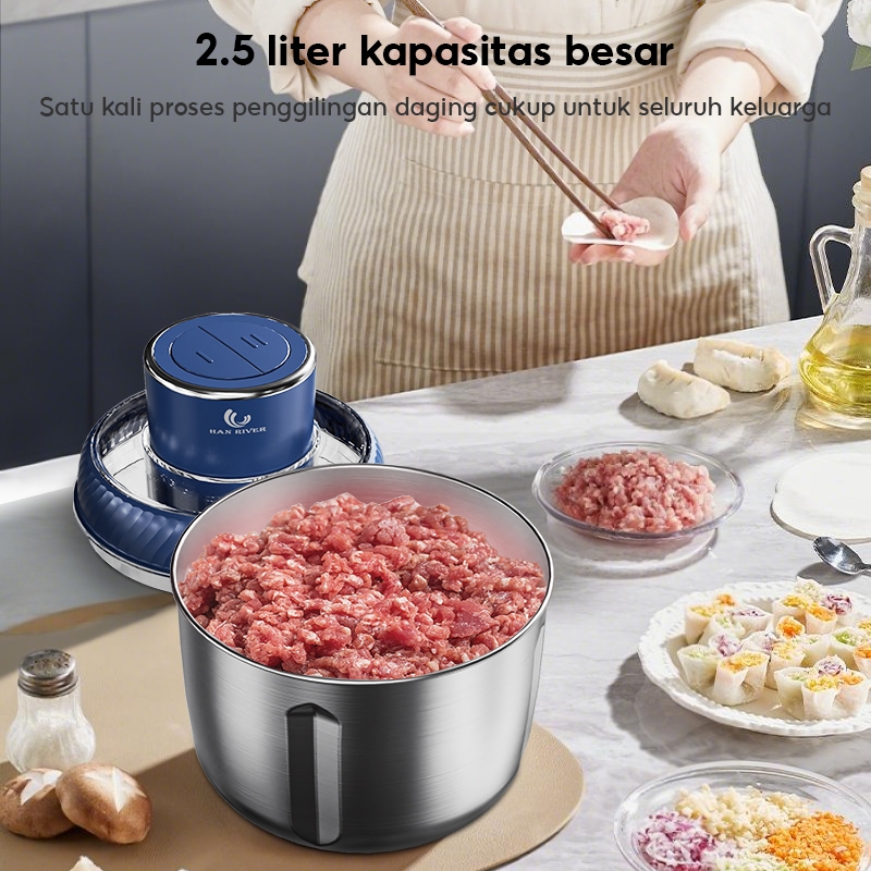 HOT PRODUCT HAN RIVER Medan Chopper Blender 2.5L Penggiling Daging Bumbu Cabai Serbaguna 250W