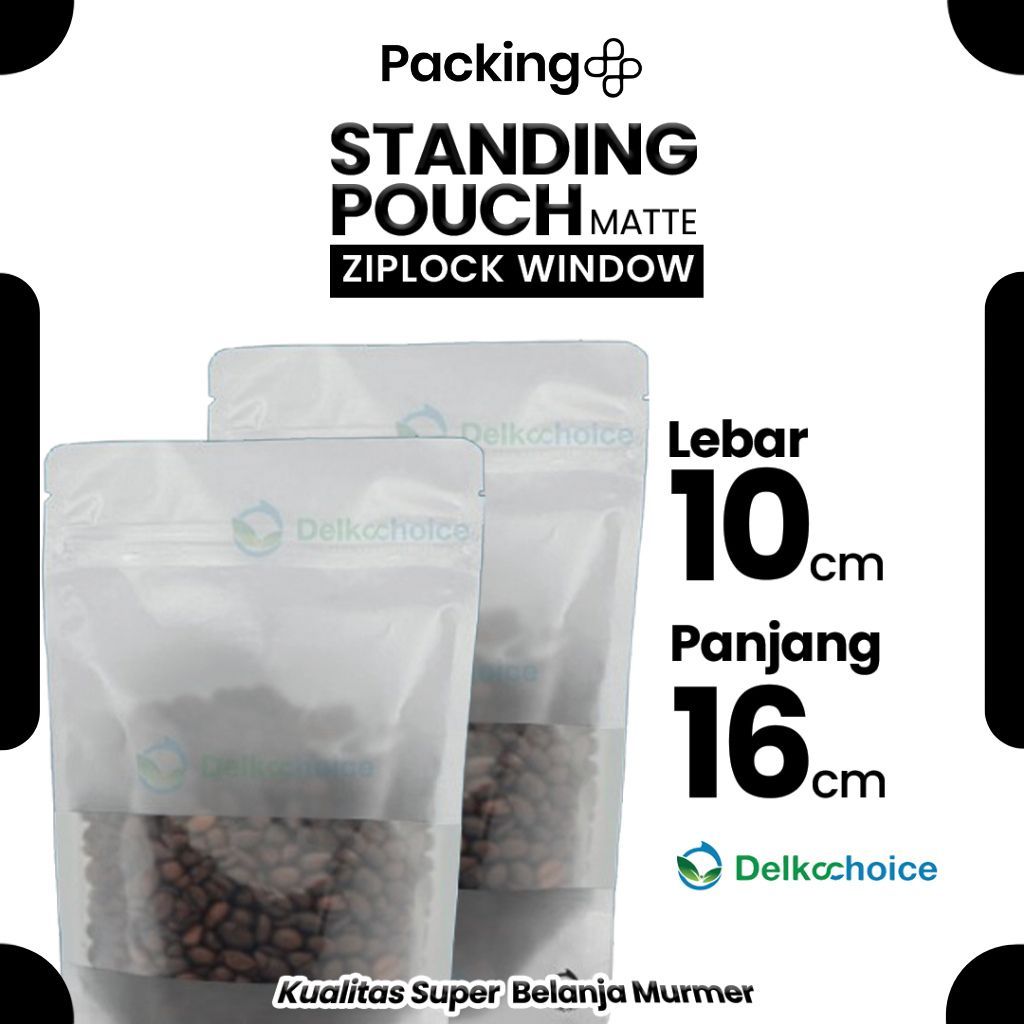 Kemasan Standing Pouch Matte Doff 10 cm x 16 cm PUTIH WHITE Window Ziplock Plastik Klip Harga Murah