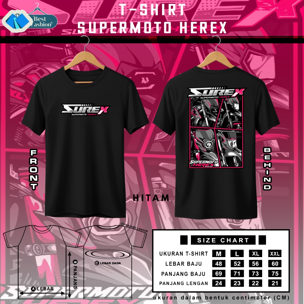 Kaos distro motif SUREX SUPERMOTO HEREX Viral terbaru T-shirt Cotton combed 30s Baju pria wanita