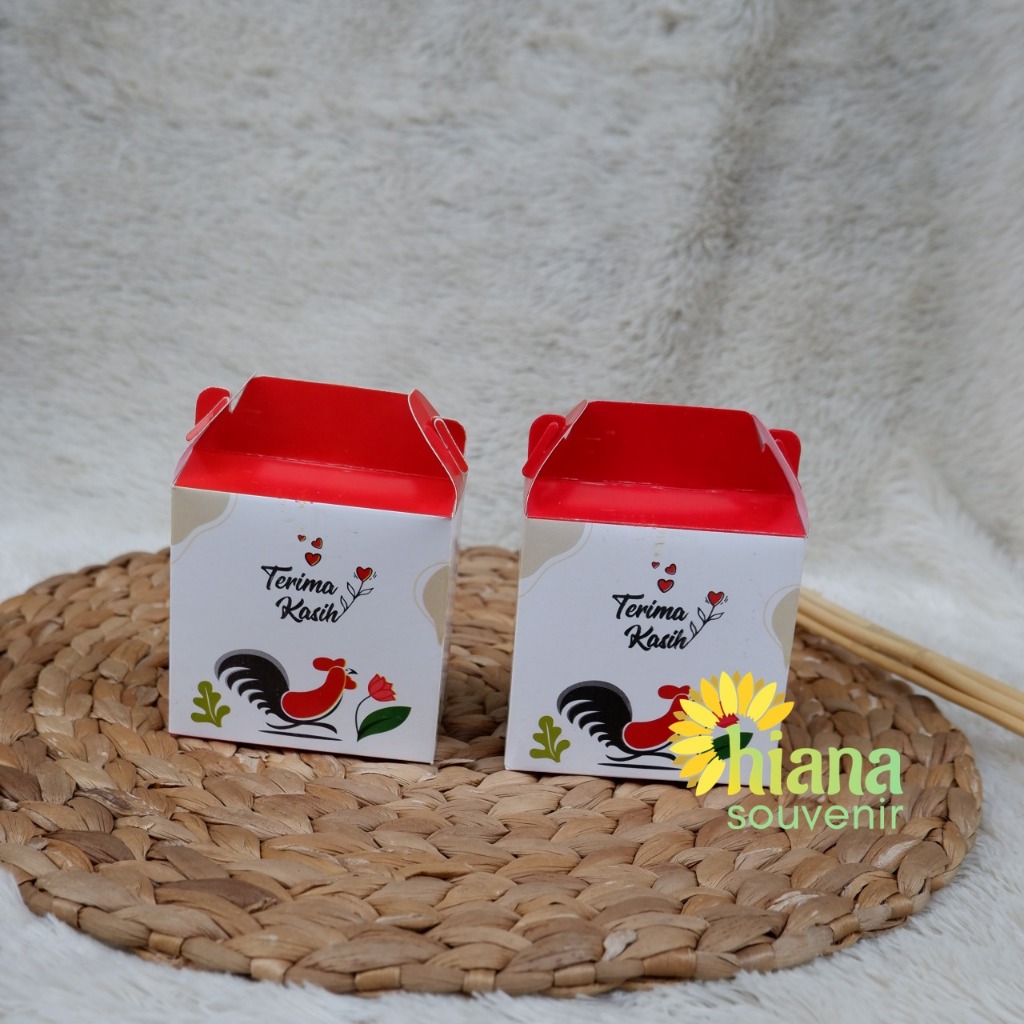 Box Kotak Ukuran Mangkok Ayam Keramik Mini Kecil Motif Cap Ayam KOTAK RUSTIC
