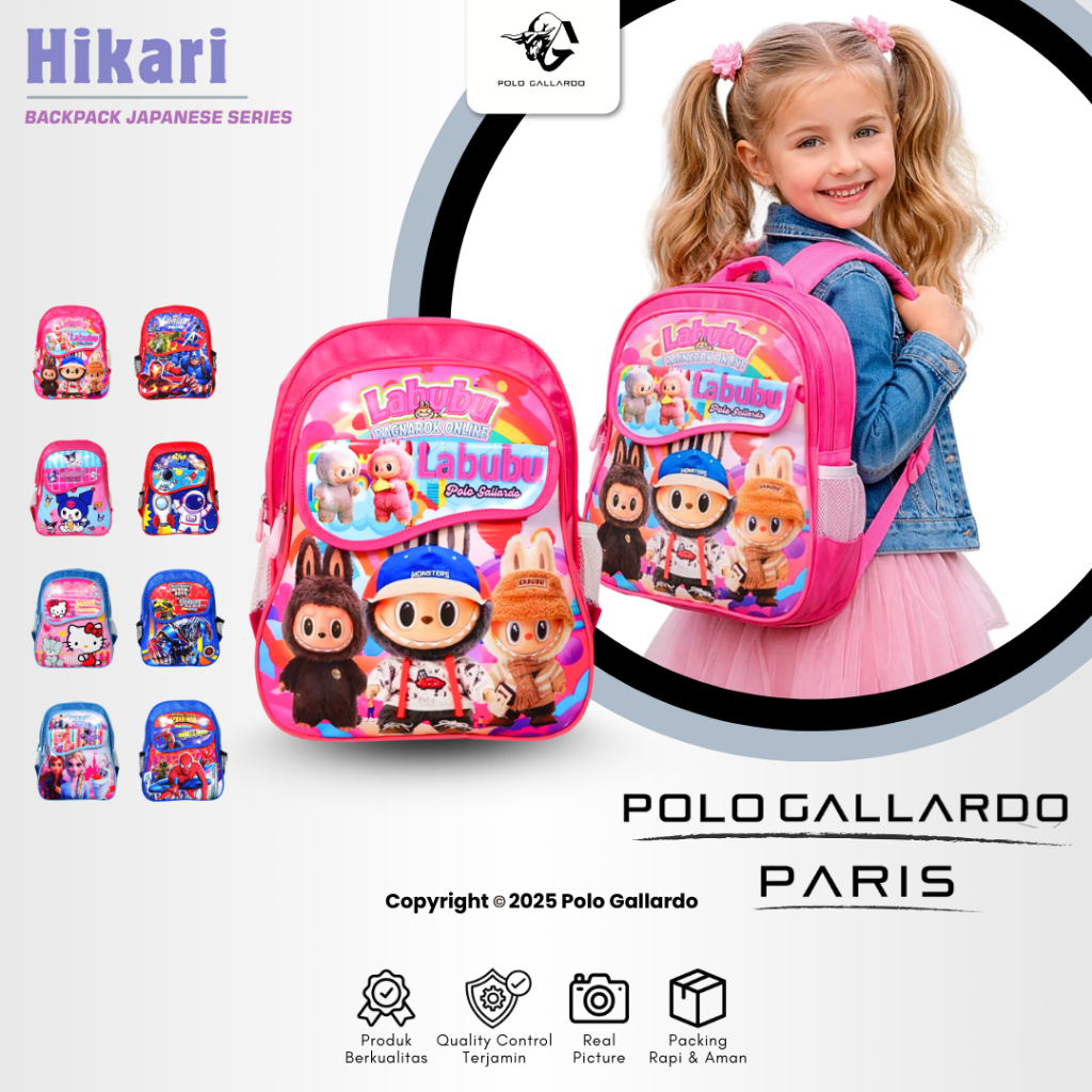Tas Ransel Sekolah Jepang PAUD TK Anak Laki Perempuan Polo Gallardo BPR 29 Backpack Prada