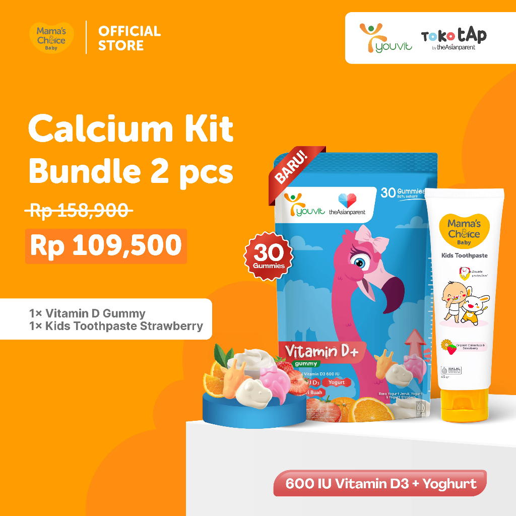 [Bundle] Calcium Kit Vit D Youvit x Mama's Choice Toothpaste Strawberry