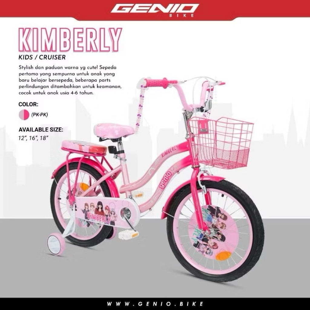 sepeda anak cewek perempuan mini Genio Kimberly 12 16 18 inch by united - 12