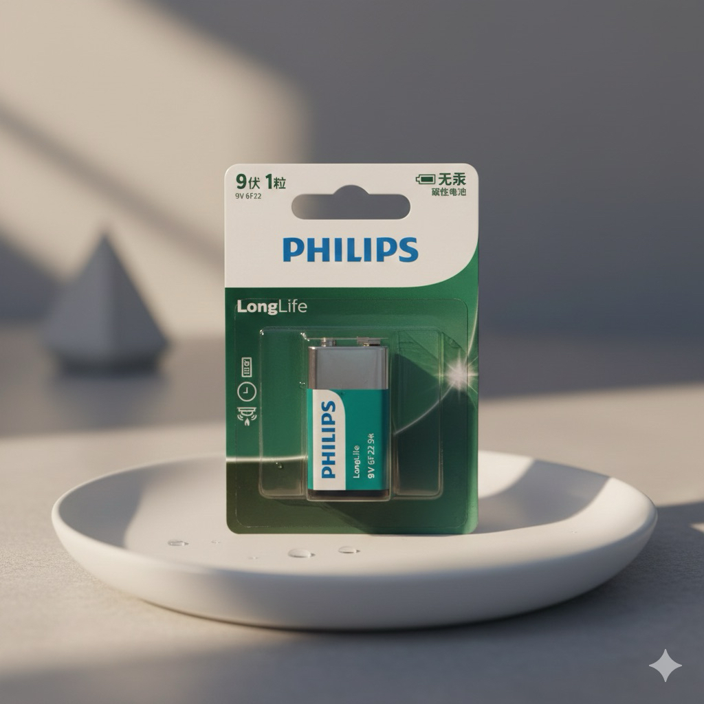 Rumahleha Baterai Philips 9 Volt Long Life Baterai Kotak 9V Battery Philips 9 Volt 6F22 Long Life