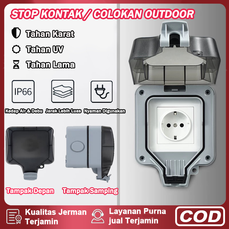 NEW PRODUK COD/ORI & STOP KONTAK OUTDOOR ANTI AIR IP66 - COLOKAN LISTRIK ANTI AIR & TAHAN HUJAN