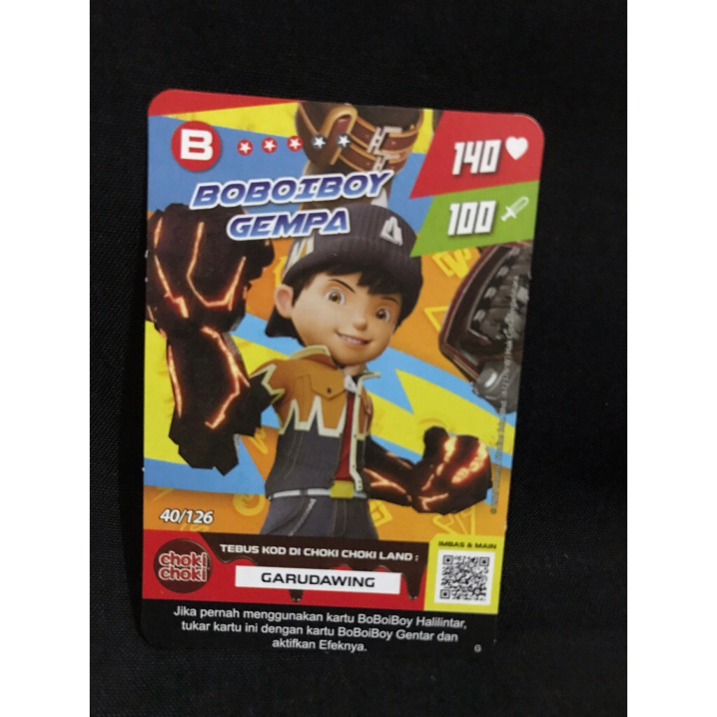 Kartu Boboiboy BOBOIBOY GEMPA 40/126 Kartu Boboiboy Choki-Choki