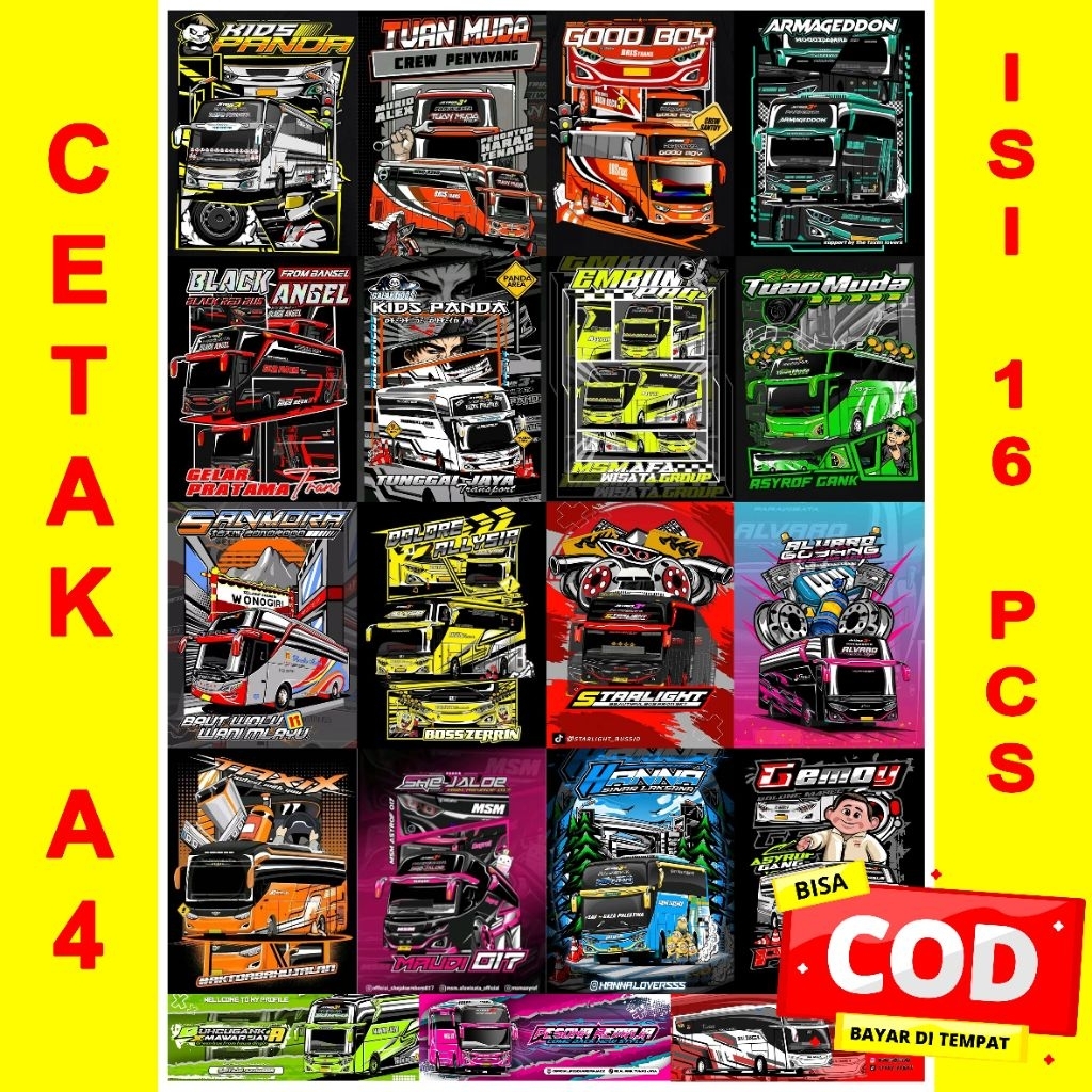 Stiker Bus /Stiker Bus Basuri/ Stiker Bus telolet / Murah dapat banyak
