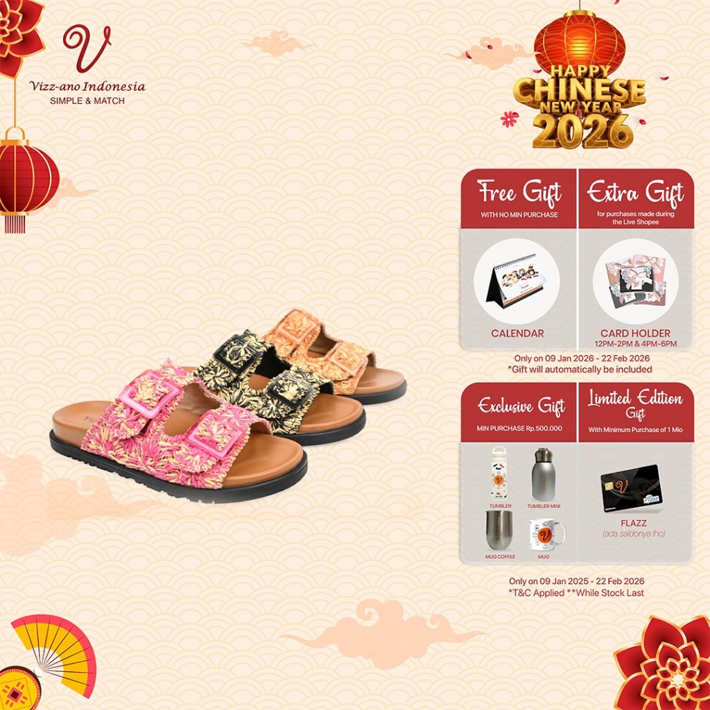 Vizzano Shoes Sandal Flat Wanita Motif Bunga Design Dita