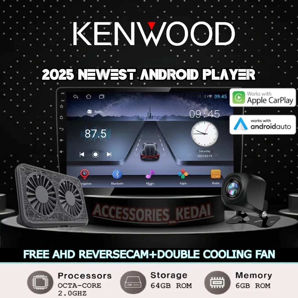 KENWOOD Universal Head Unit Double Din Bluetooth Audio Car Player Touch Screen Free Kamera Belakang