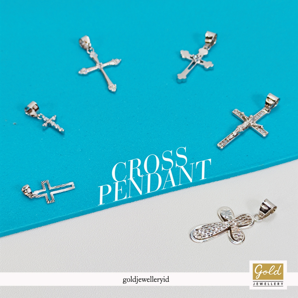 Liontin emas putih 750 17k - cross series / salib