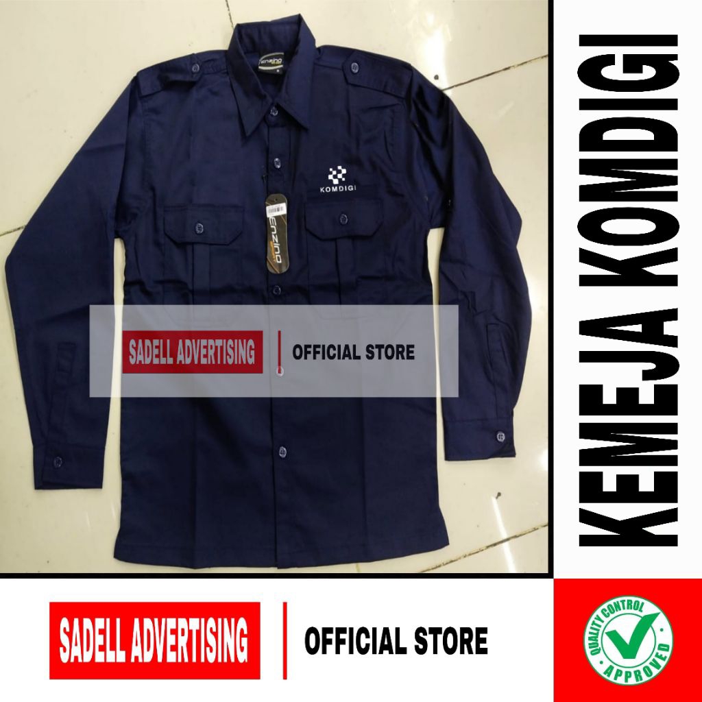 Kemeja KOMDIGI Seragam KOMDIGI Baju KOMDIGI Navy PDH Lengan Panjang Pria Bordir