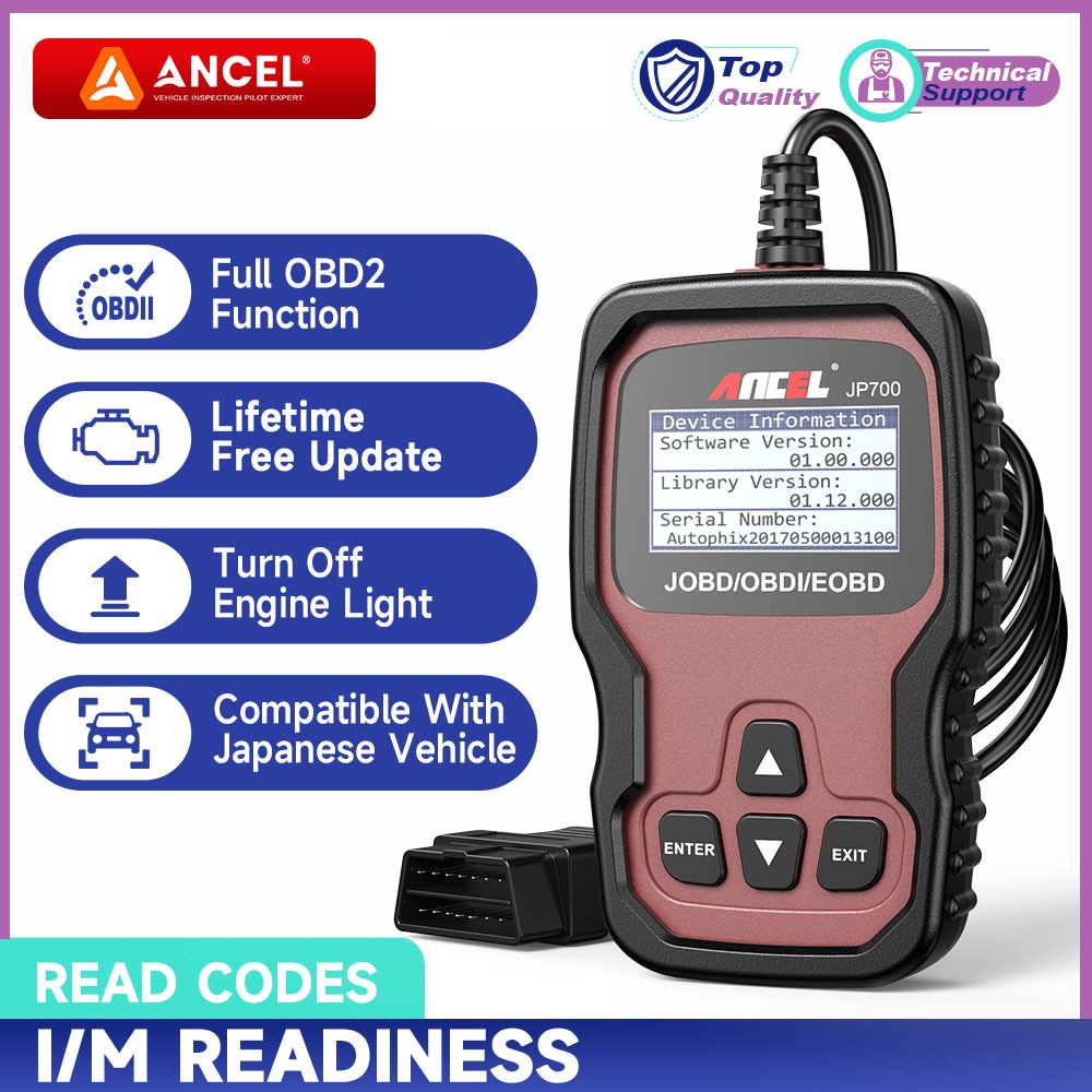 ANCEL JP700 OBD2 Scanner Alat Scan Diagnostik OBD2 Mobil, Alat Scan Mobil Universal JOBD OBD2 Japane