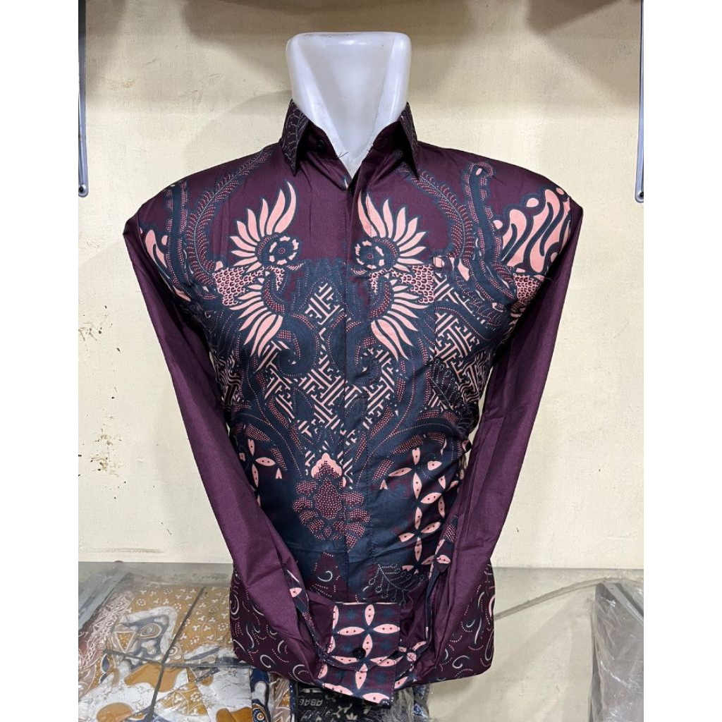 Baju batik pria lengan panjang modis