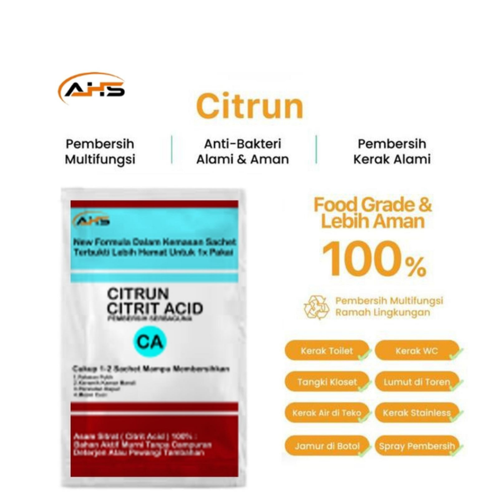 Serbuk Pembersih Sebaguna Sachet Kemasan 10gr Citrun Sachet 10 gr Citrun Citric Acid Sitrun Asam Sit