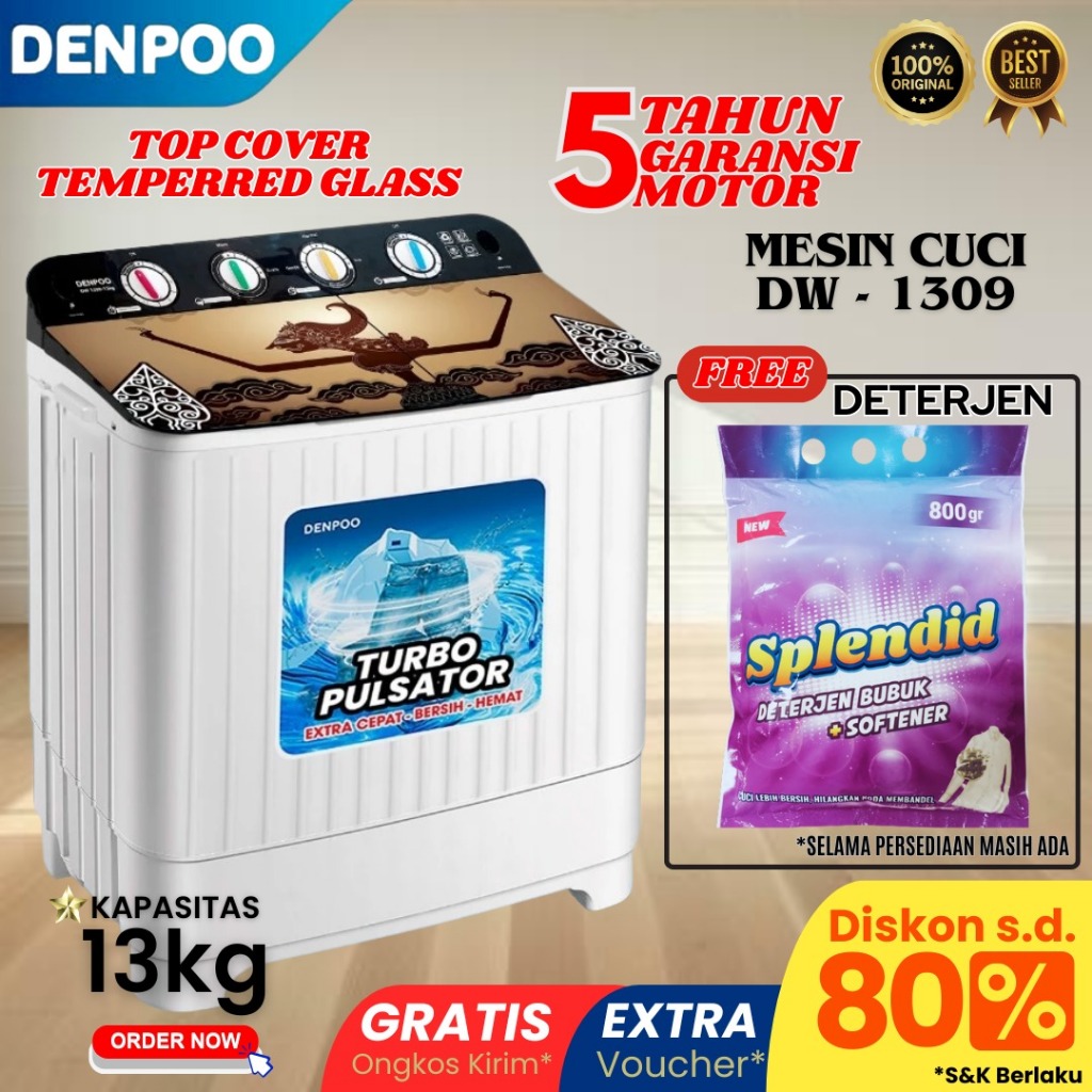 MESIN CUCI 2 TABUNG DENPOO DW 1309