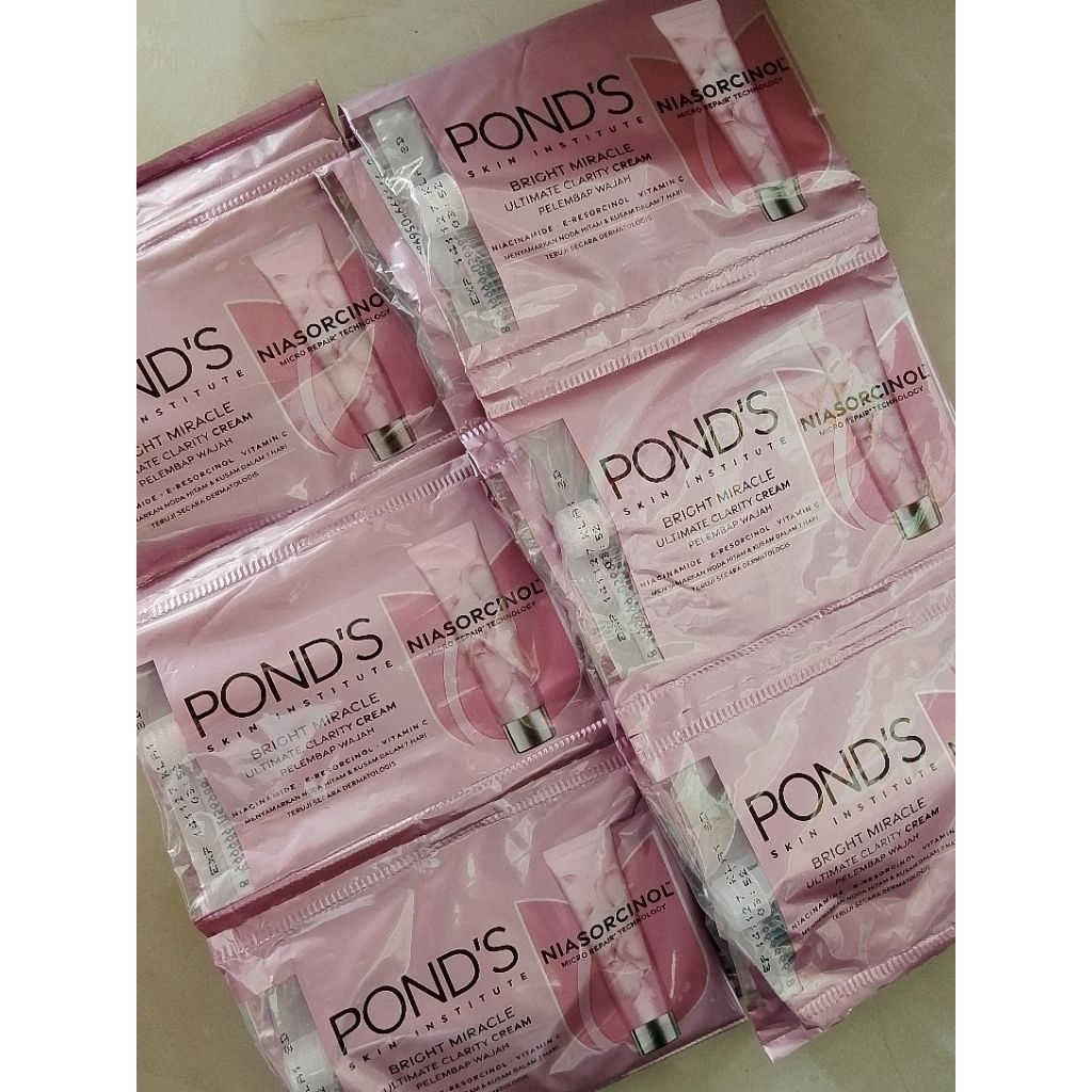 Ponds bright miracle day cream sachet 1 renceng 12pcs