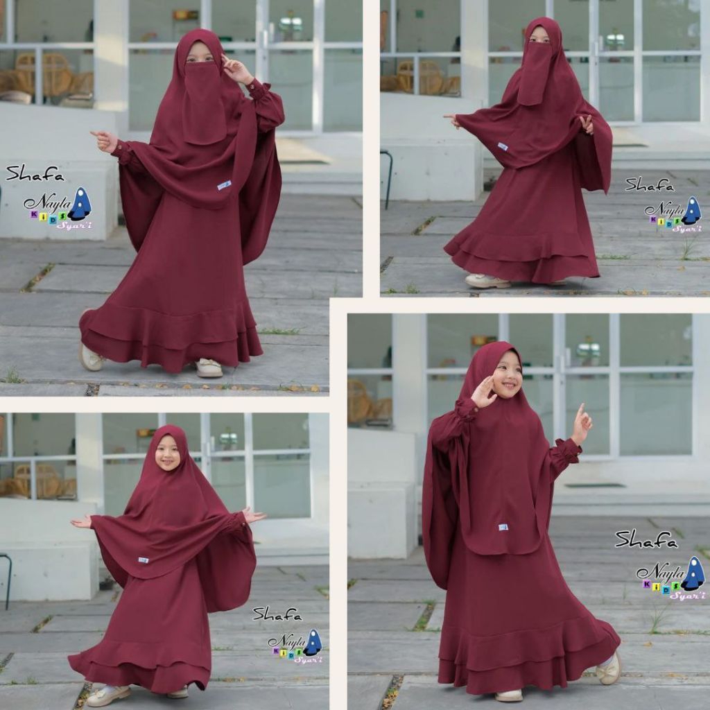 Shafa Nayla Kids Gamis Anak Set Jilbab Cadar Tali Eid/Lebaran Series