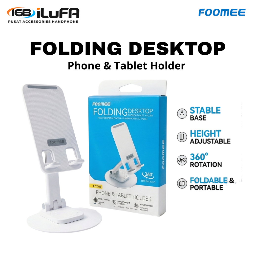 FOOMEE YD08 Stand Holder Desktop HP Tablet  - Dudukan Handphone, Tablet Rotate 360 Portabel
