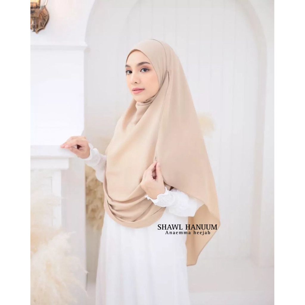 Shawl Hanuum Pashmina Instan Ceruti Premium Size M – Jilbab Syari Praktis & Elegant