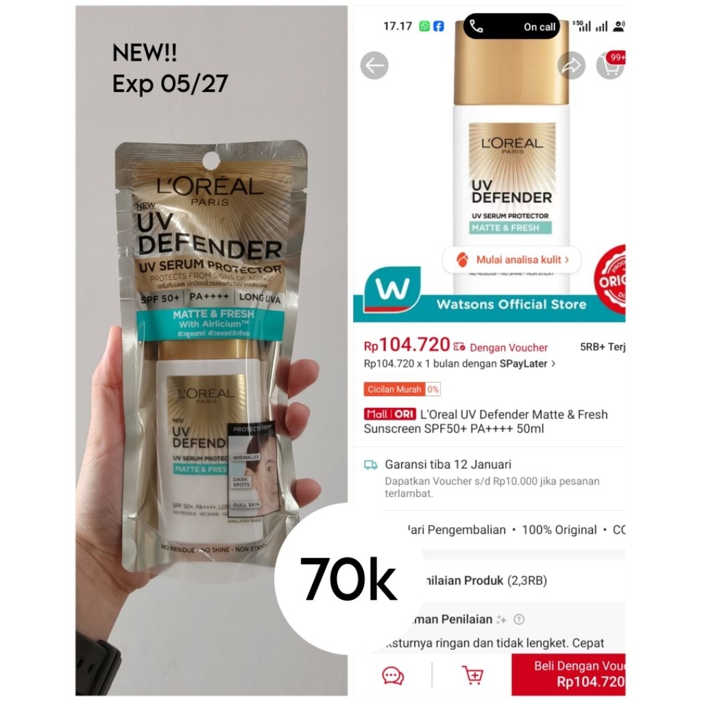 Loreal UV Defender Sunscreen