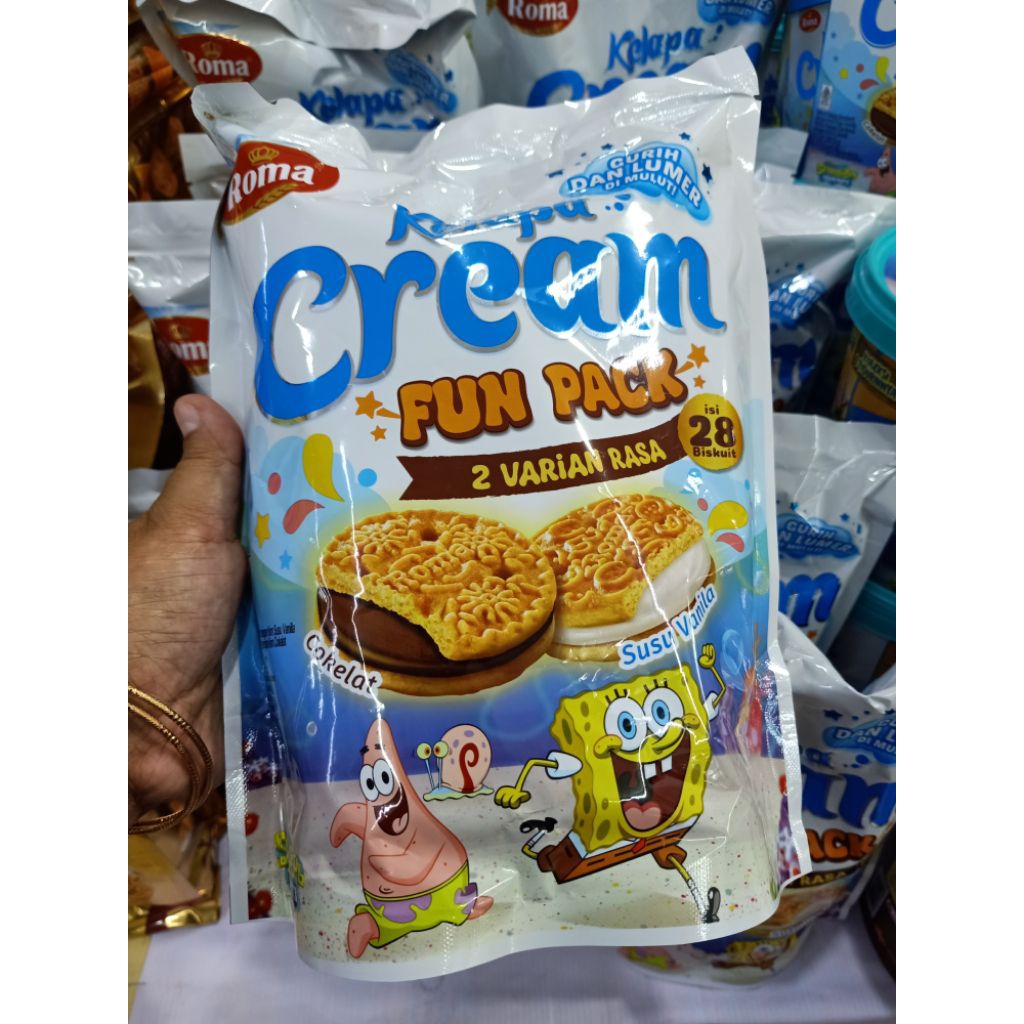 Roma kelapa cream fun pack 2 rasa coklat dan susu vanila 278g