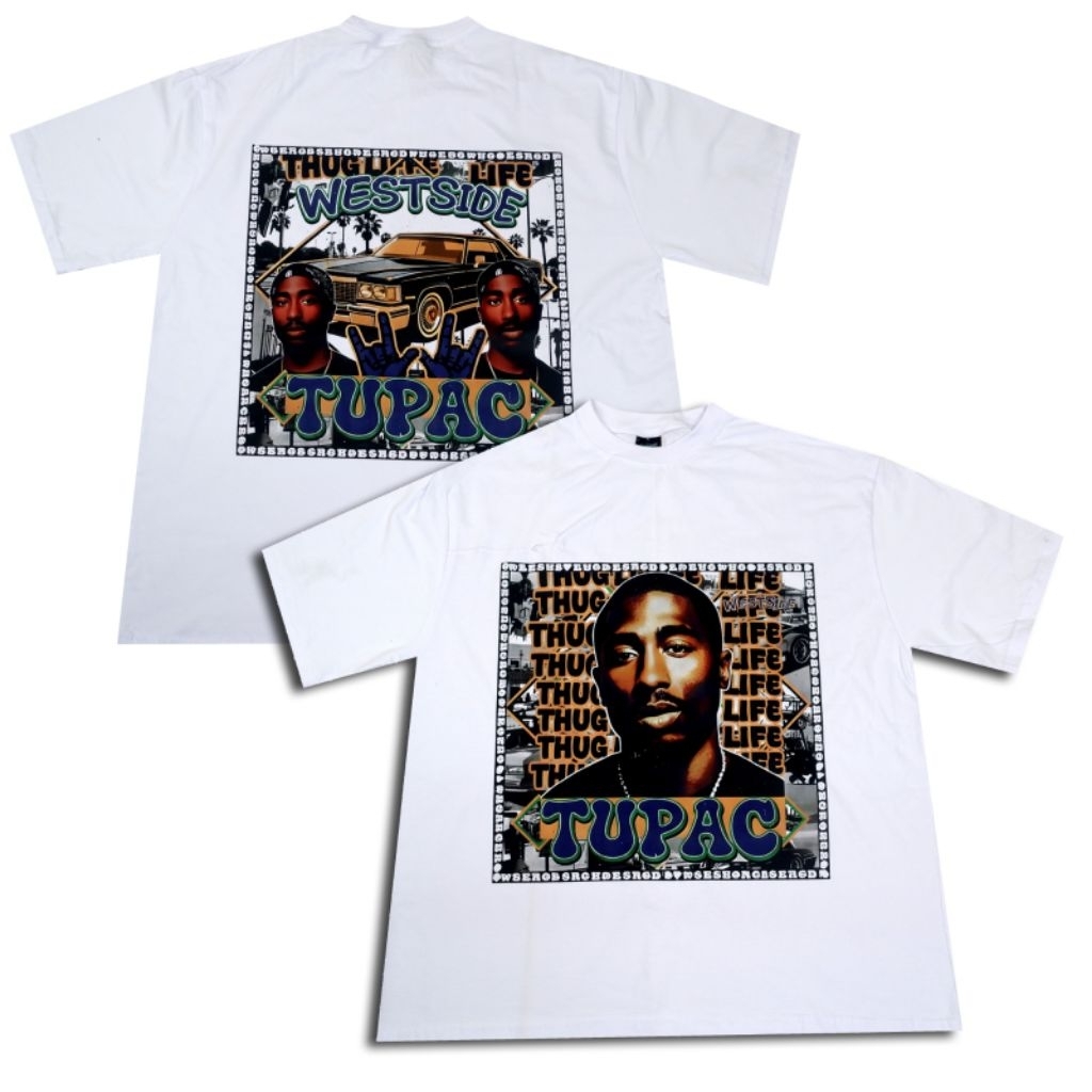 ZWOLF CLOTH - KAOS TUPAC WESTSIDE OVERSIZE RAPPER TSHIRT KAOS TUPAC