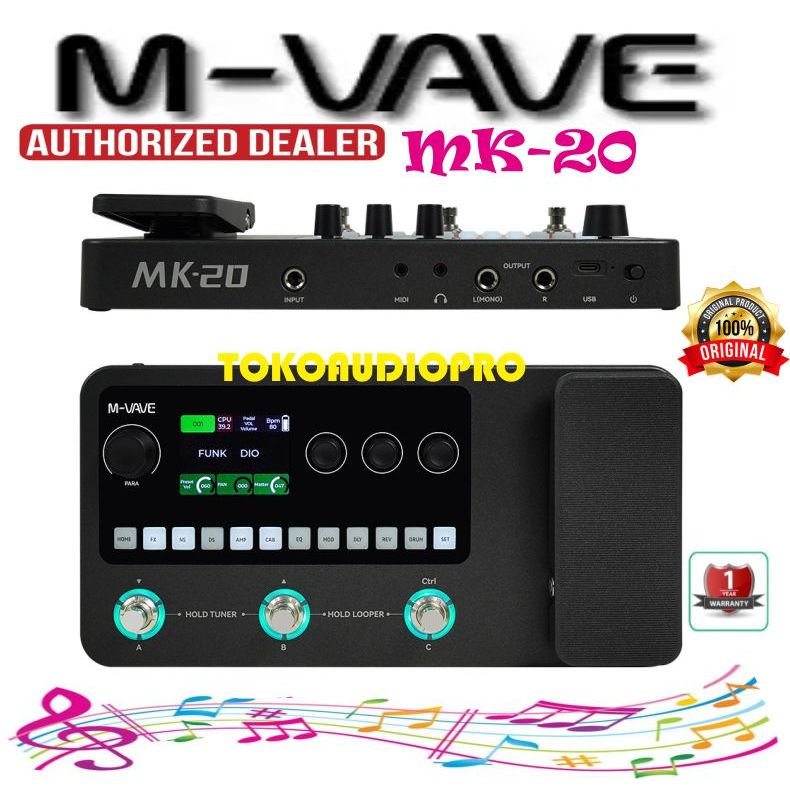 M-Vave MK-20 Multi Effect Guitar Processor Mvave MK20 Usb Multi Efek Gitar