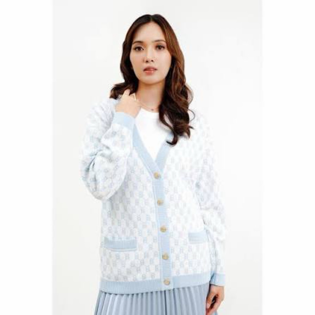 Buttonscarves Signature Monogram Cardigan Bubblegum