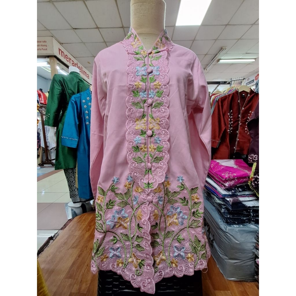 Realpict Kebaya Encim Bahan Katun Toyobo Encim Bordir Motif Bunga