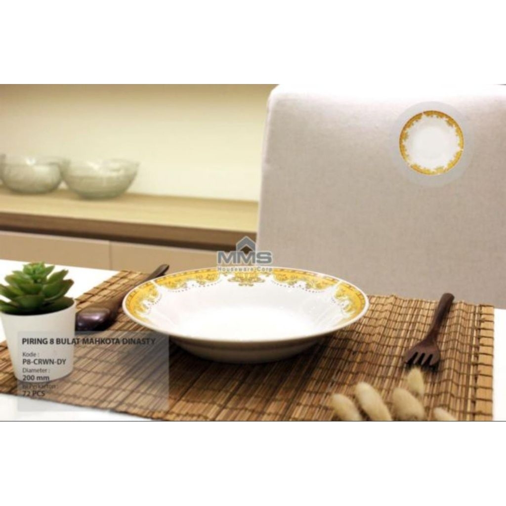 ( 1 lusin ) Piring makan keramik 8 9 mahkota