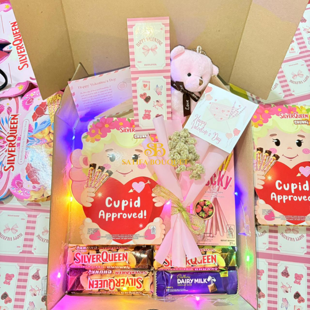 Hampers Snack Box Valentine Coklat Silverqueen Gift Box Kado Pink Series Kado Valentine Wisuda Kado 