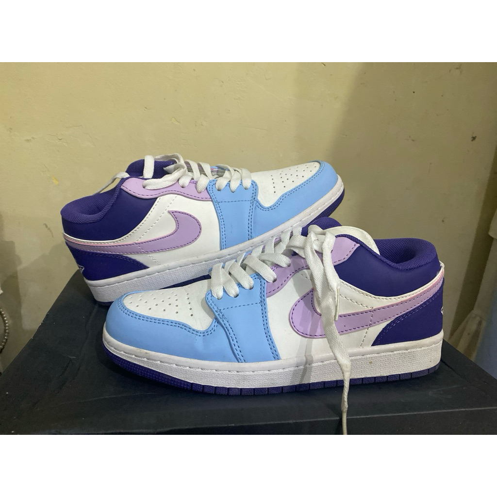 [SALE] Sepatu AJ1 Low Blue Purple White - Premium Quality (Preloved/Fullset)