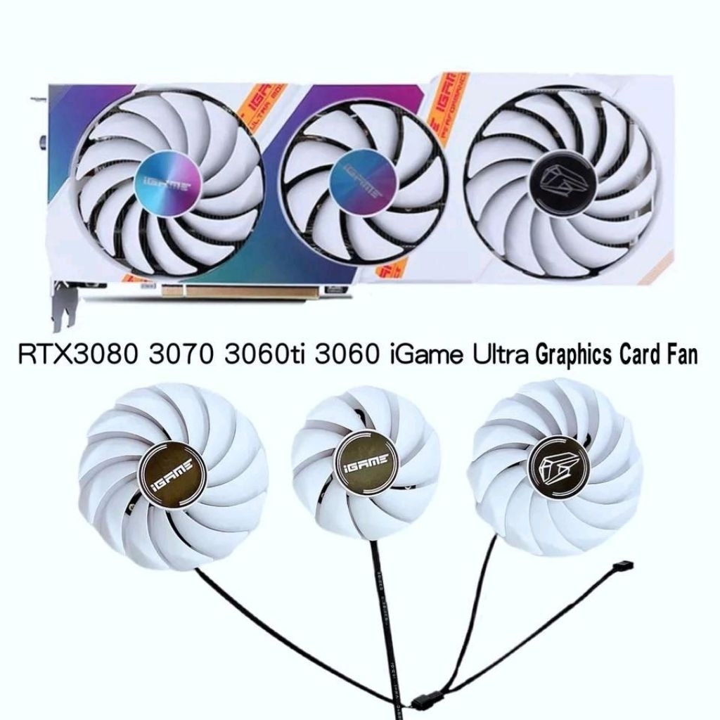 Fan vga igame Ultra Colorful Rtx 3060 3070 3080 ti White putih 88mm 75mm 4pin oem