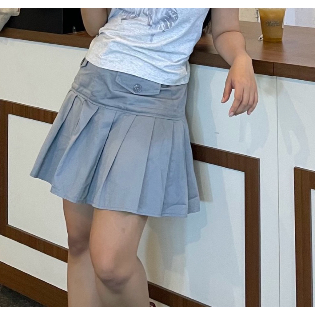 PRELOVED NINETTE grey pleated mini skirt