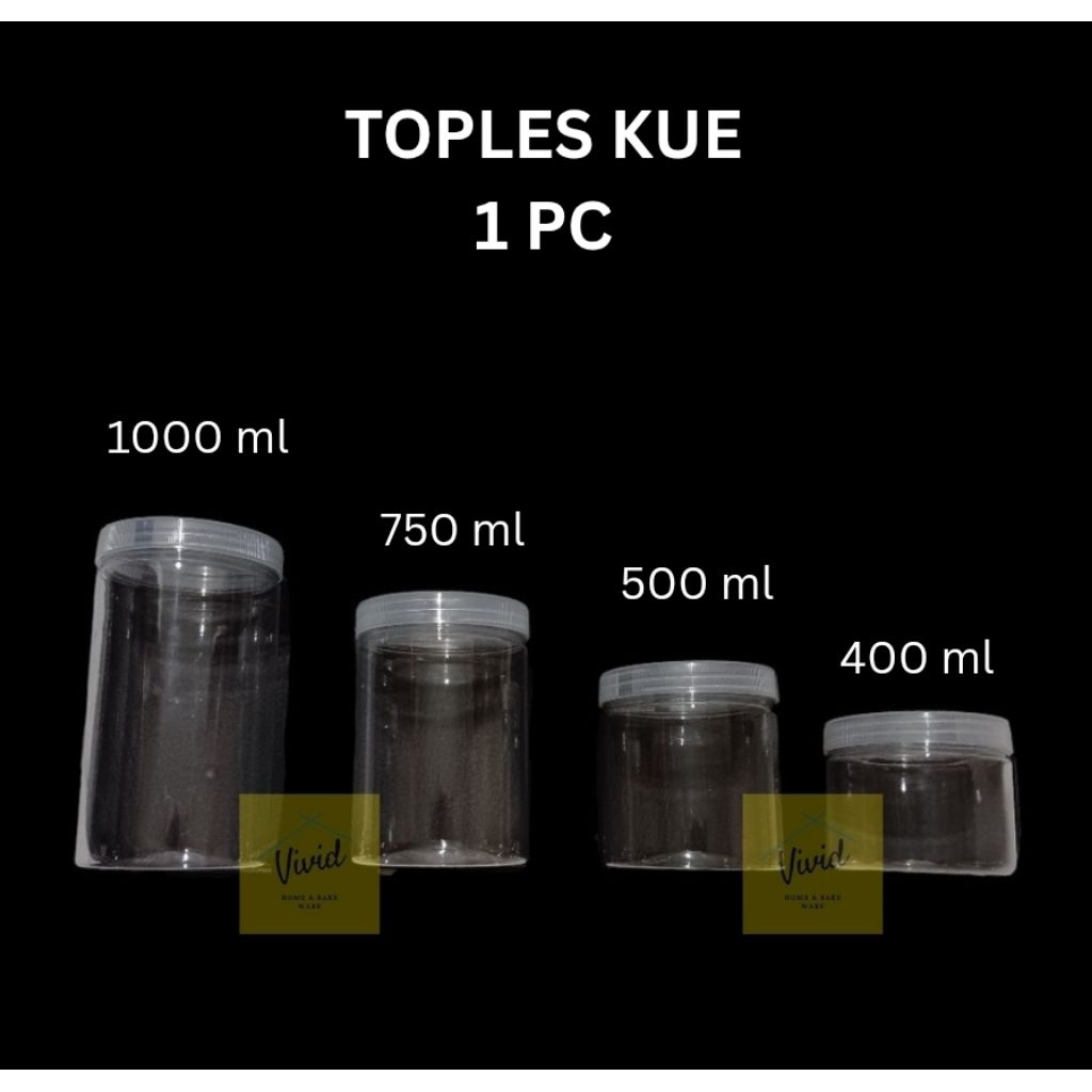Toples Kue 500ML Toples Kue 750ML - Toples Kue Kering 500 ml Toples 750 ml- Toples Plastik Bulat 400