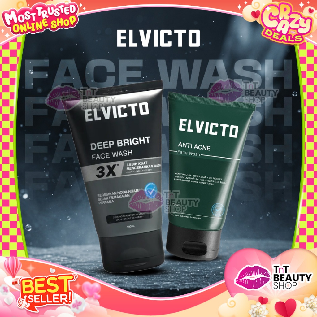 Elvicto Face Wash Series 100ml Deep Bright Anti Acne Hydrating Gentle | TnT Beauty Shop