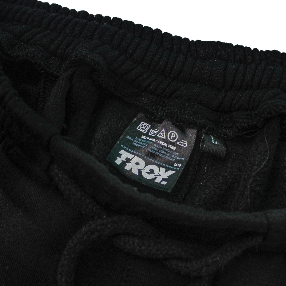 Troy Company Boardshort Fleece Black Logo - Celana Pendek Fleece Hitam PTN 2648