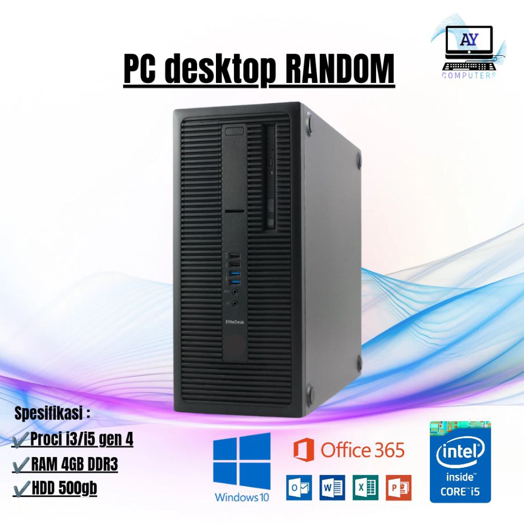 PC Built Up Core i3/i5 Gen 4 | PC Kantor / Sekolah | Siap Pakai | Merk Random