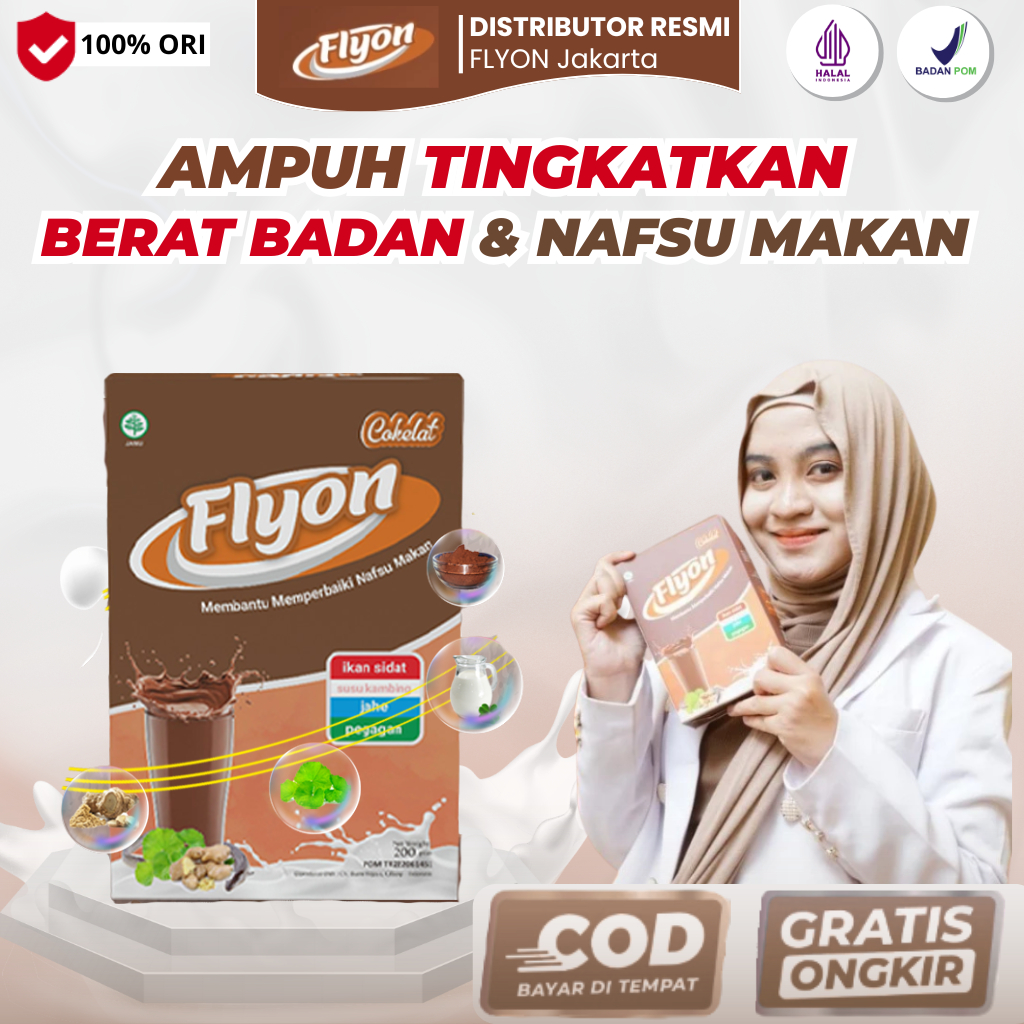 SUSU FLYON COKLAT 2 BOX Penggemuk Badan Wanita Vitamin Penambah Nafsu Makan dan Berat Badan Pria Sus