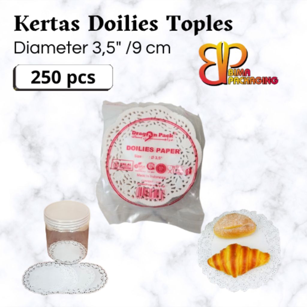 250 pcs Kertas Doilies alas toples 3,5"inch /9cm doilies paper  putih
