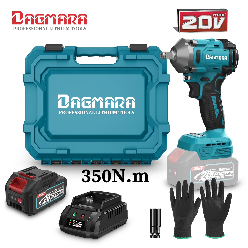 Dagmara 1/2 Inch Heavy Duty Cordless Impact Wrench Electric Impact Wrench Socket Brushless Bor