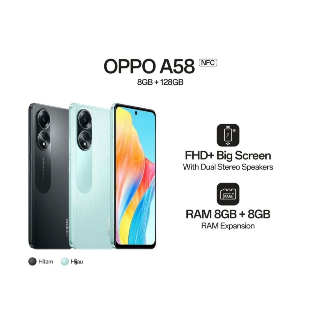 HP OPPO A58 8/128 GB - OPPO A 58 NFC RAM 8GB ROM 128GB GARANSI RESMI