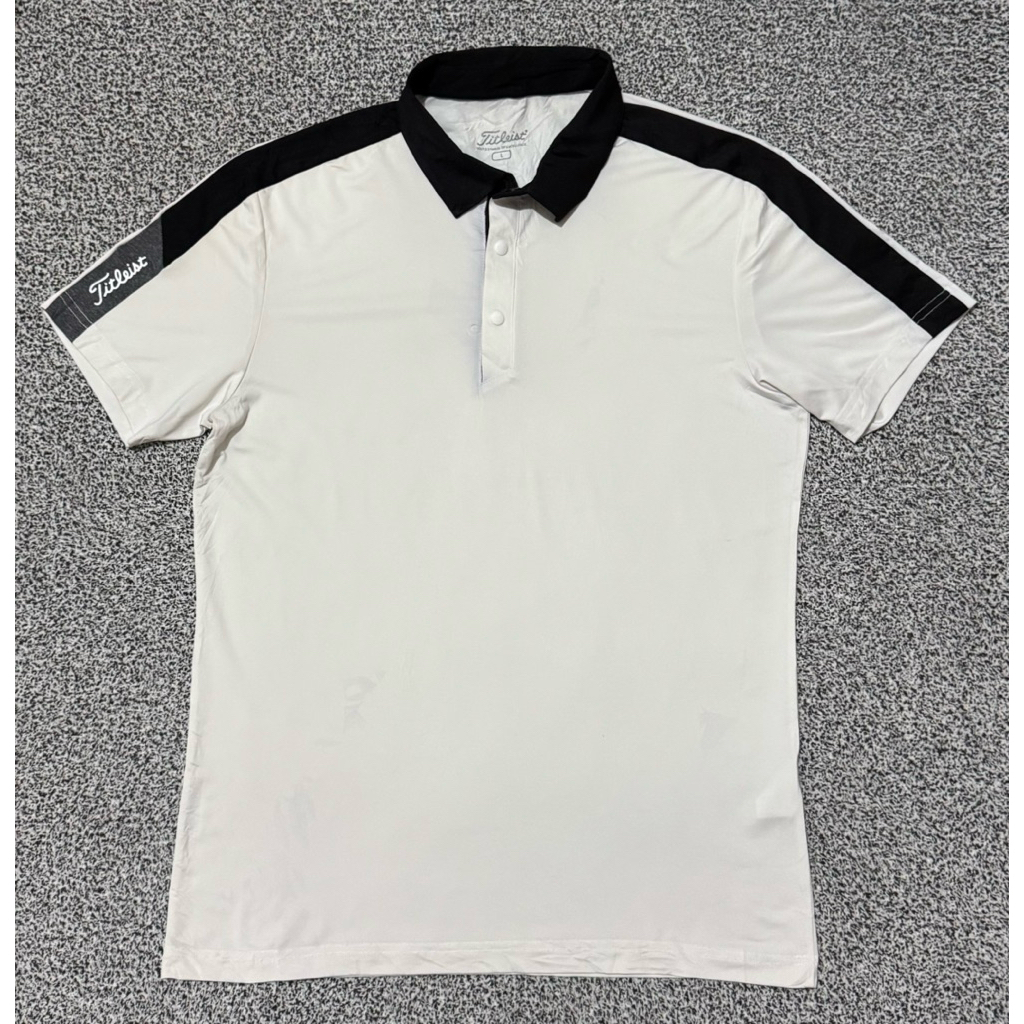 Titleist Black n White Stripped Shoulder Golf Shirt