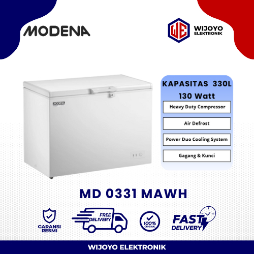 MODENA Chest Freezer MD 0331 MAWH Duo Cooling System 330 L Pembeku Daging Garansi Resmi