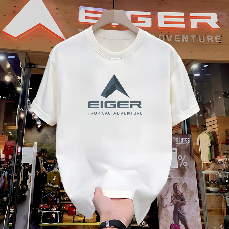 Kaos EIGER Original Pria Lengan Pendek Cotton Combed Adem Nyaman Outdoor