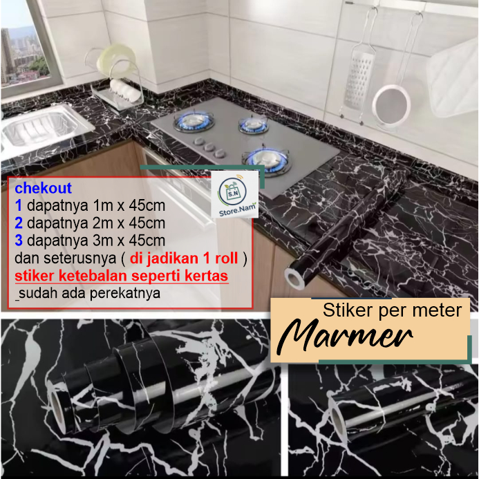 Wallpaper Stiker Motif Marmer Granit Ukuran Per Meter  Dengan Perekat Mudah Dipasang Tidak Perlu Lem